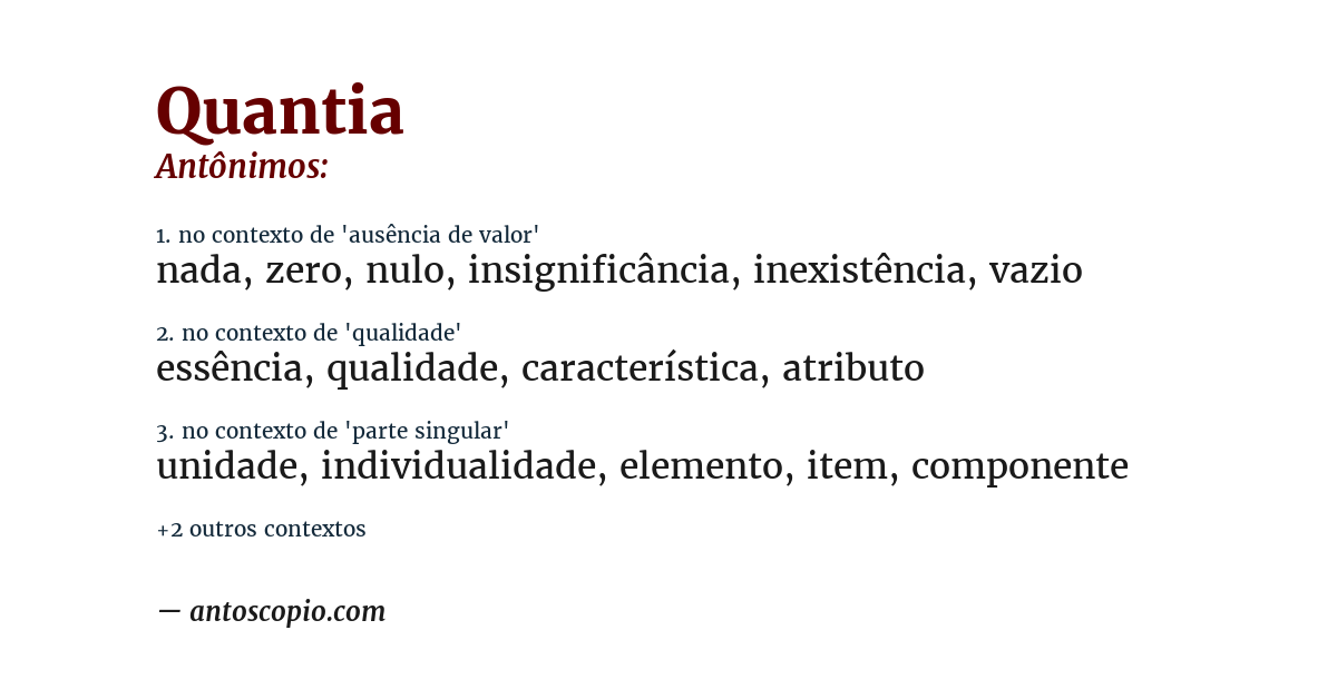 Antônimo de quantia