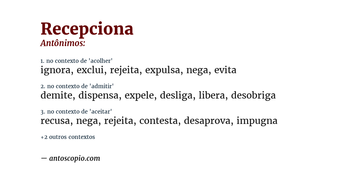 Antônimo de recepciona