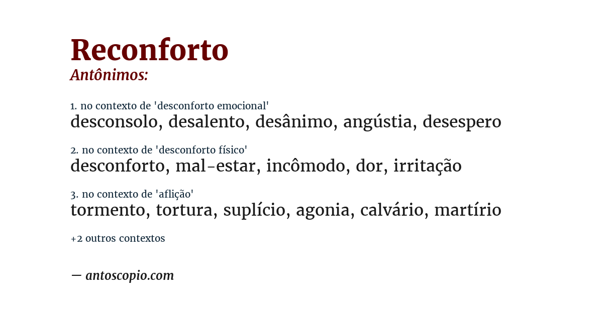 Antônimo de reconforto