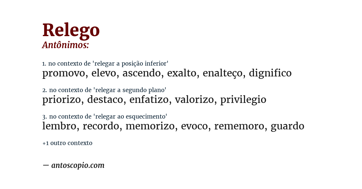 Antônimo de relego
