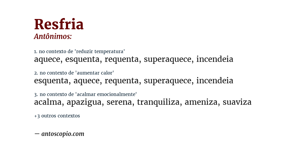 Antônimo de resfria
