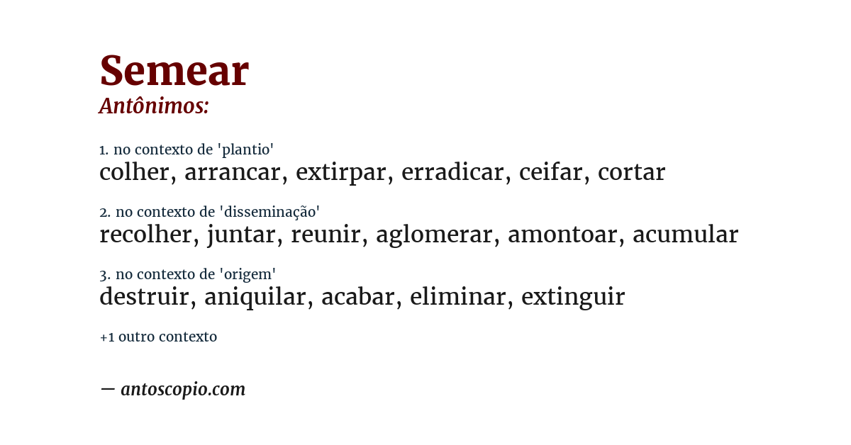 Antônimo de semear