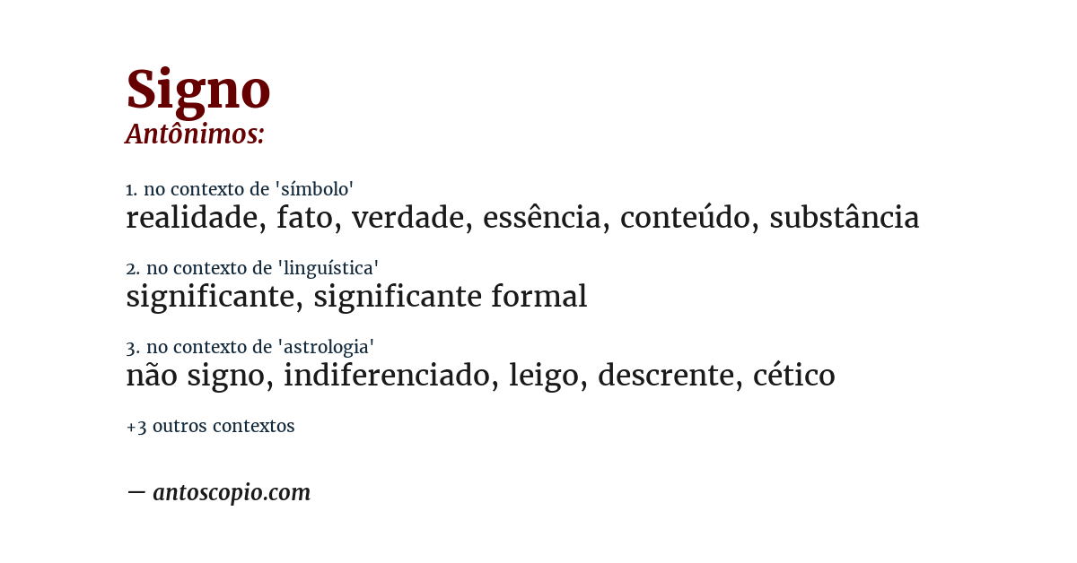 Antônimo de signo