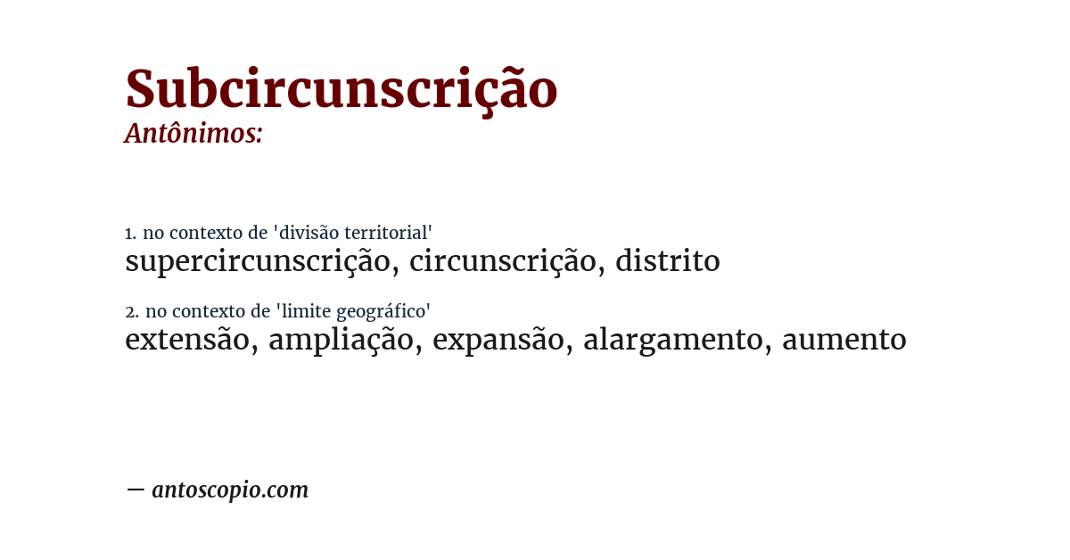 Antônimo de subcircunscrição