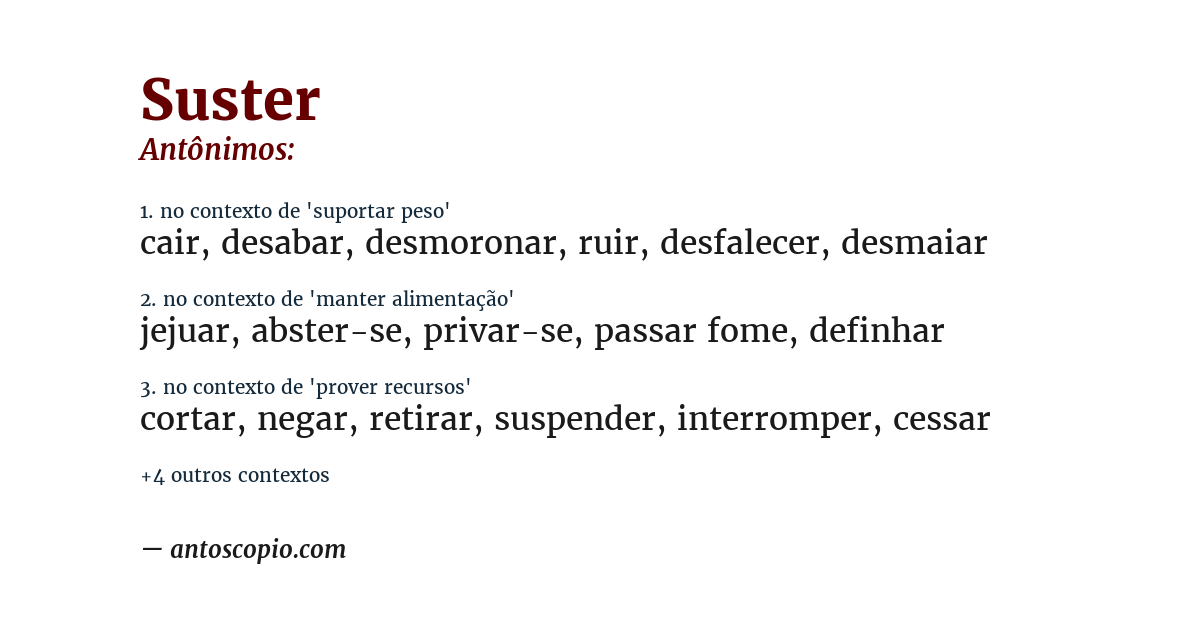 Antônimo de suster