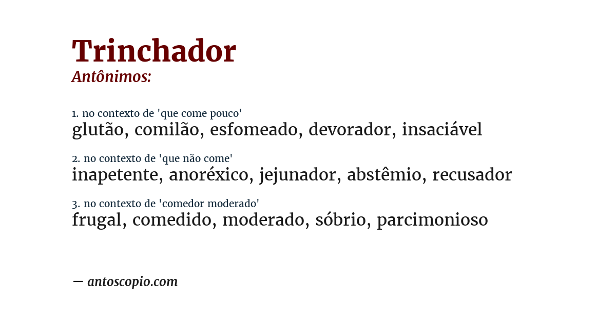 Antônimo de trinchador