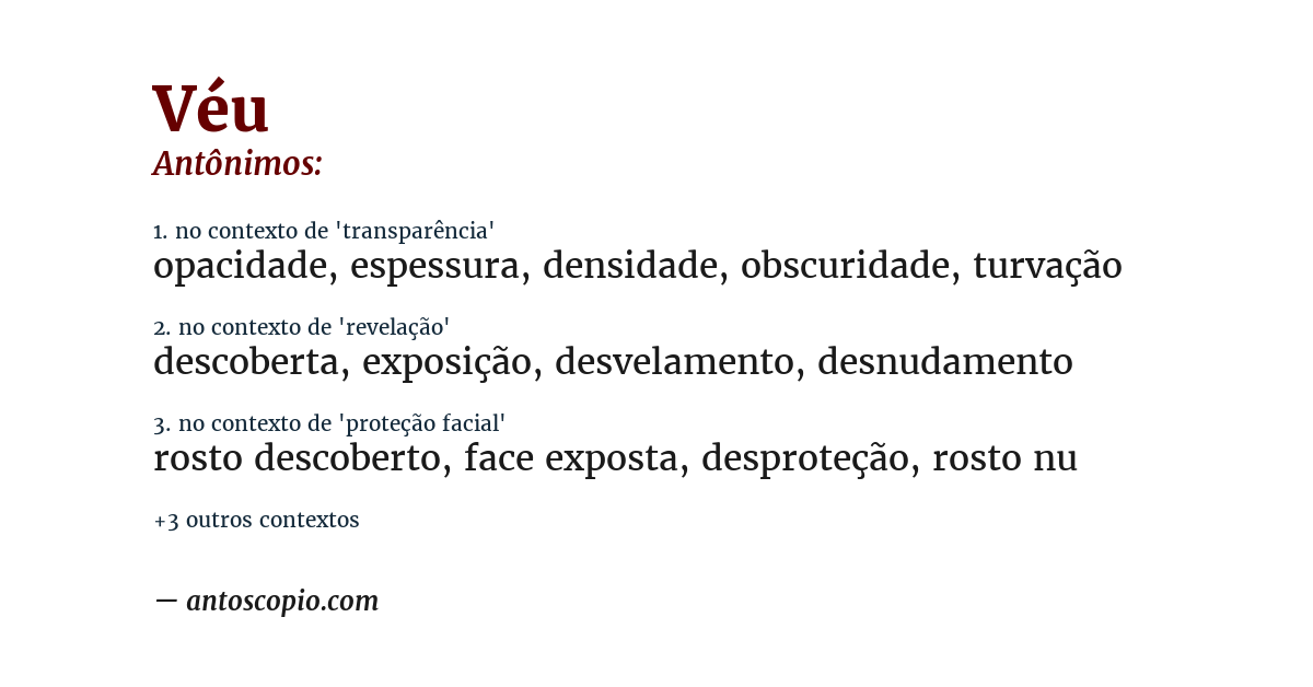 Antônimo de véu