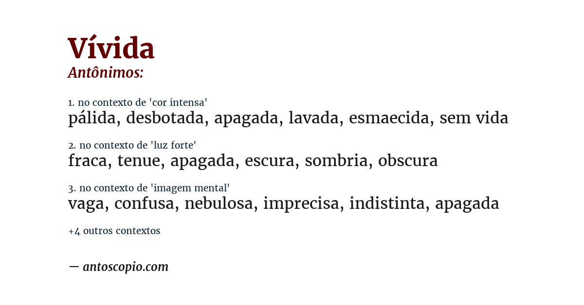 Antônimo de vívida