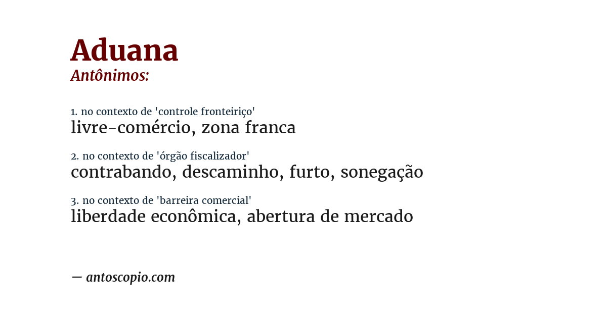 Antônimo de aduana