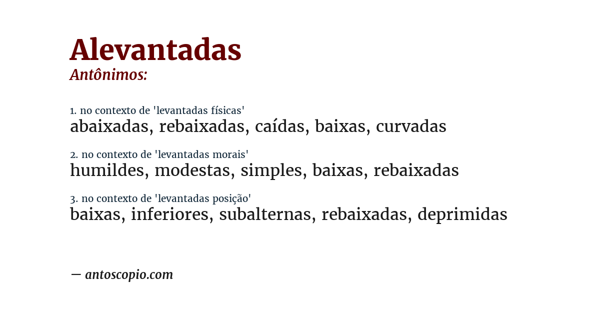 Antônimo de alevantadas