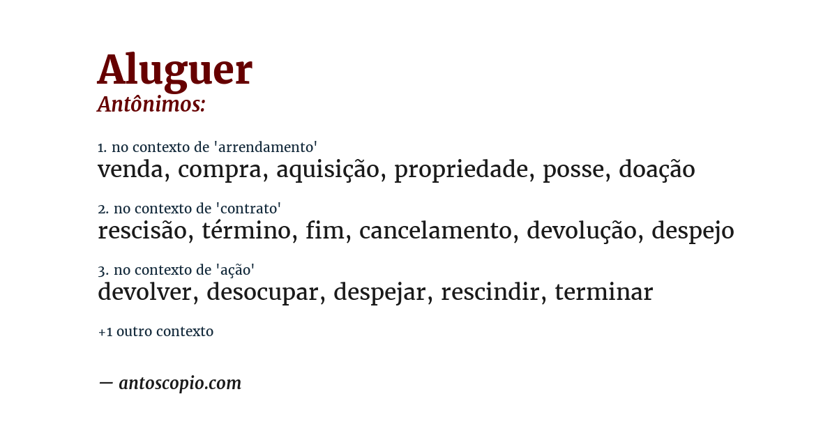 Antônimo de aluguer