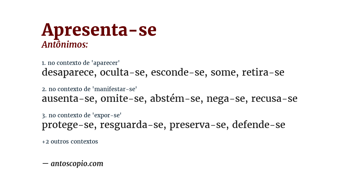 Antônimo de apresenta-se