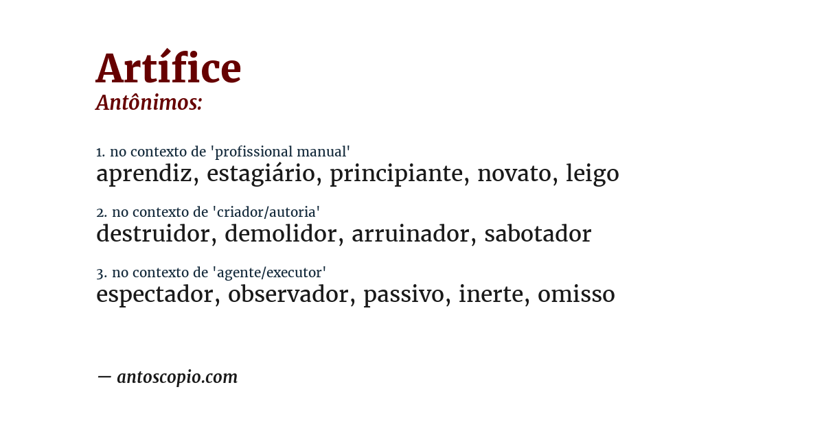 Antônimo de artífice