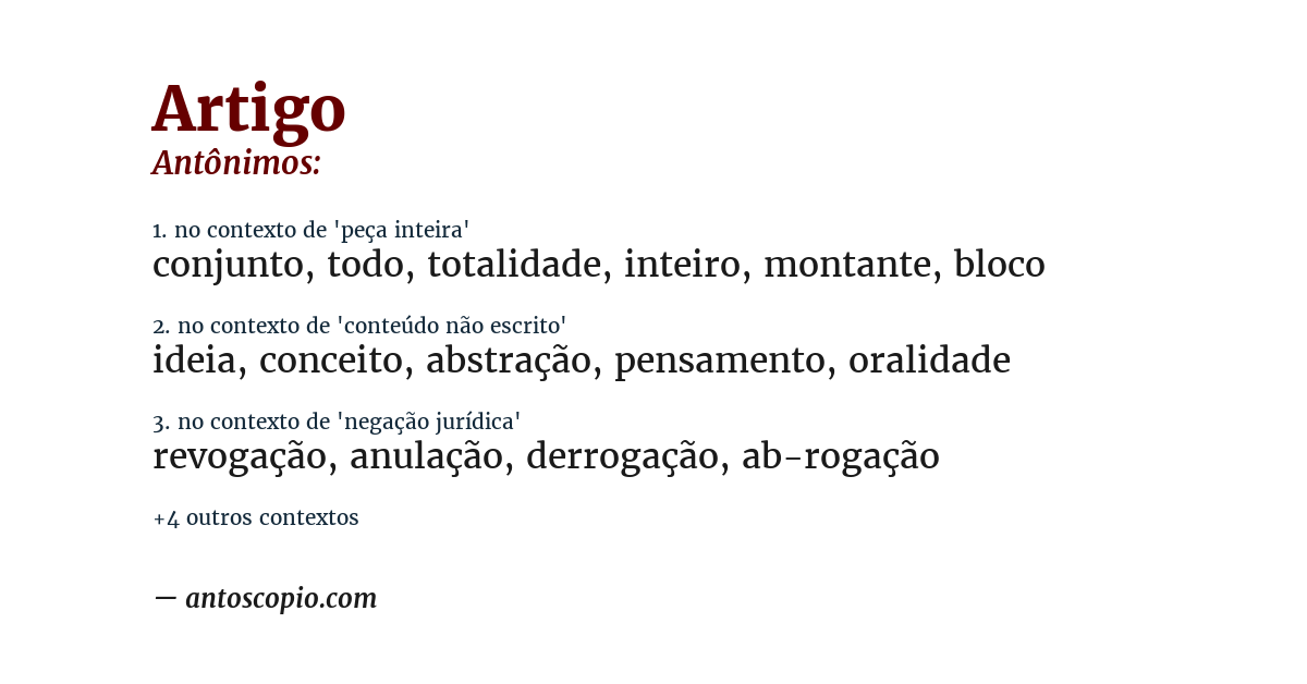 Antônimo de artigo