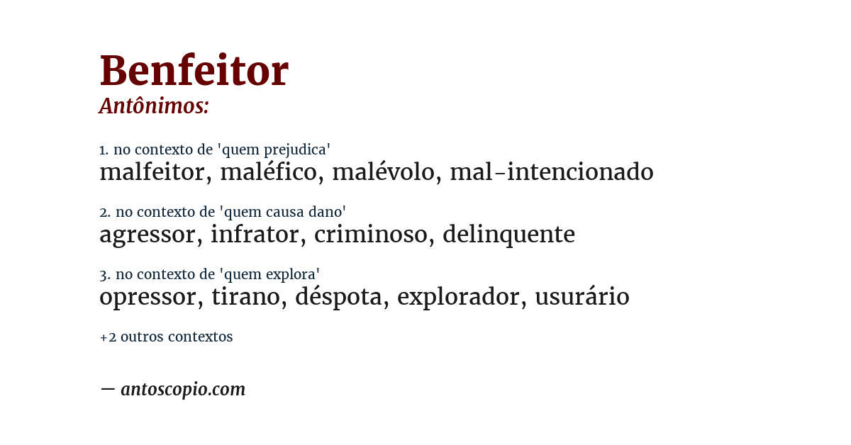 Antônimo de benfeitor