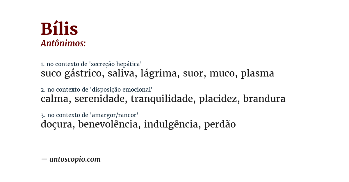 Antônimo de bílis