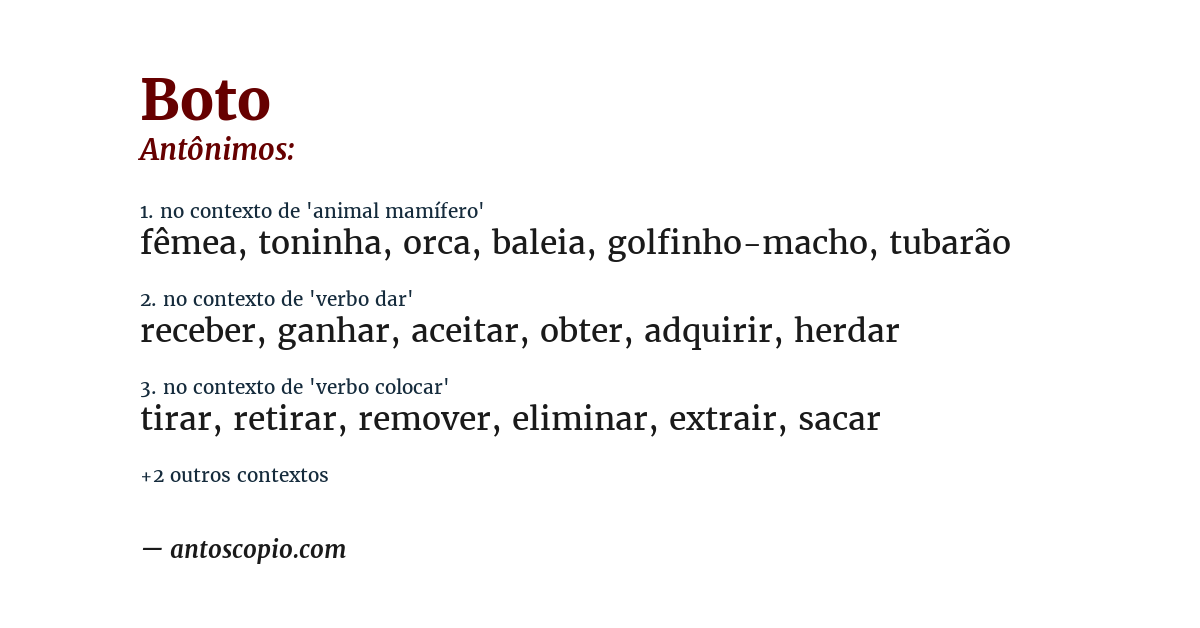 Antônimo de boto