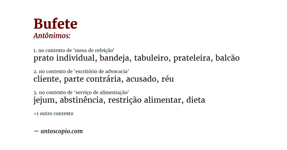 Antônimo de bufete