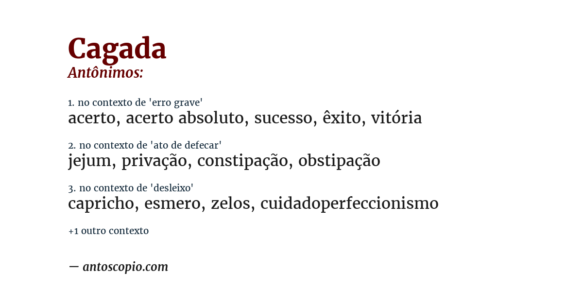 Antônimo de cagada