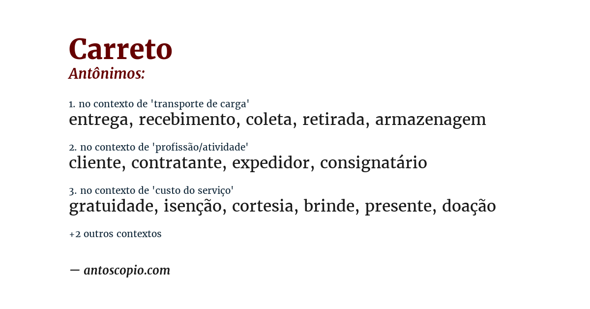 Antônimo de carreto