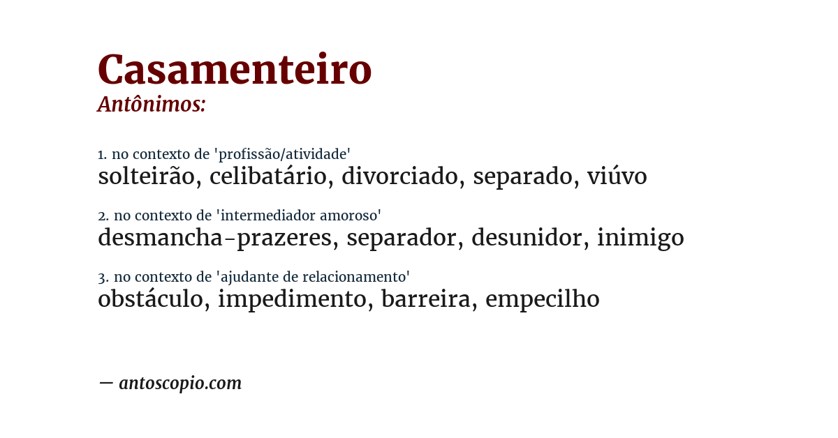Antônimo de casamenteiro