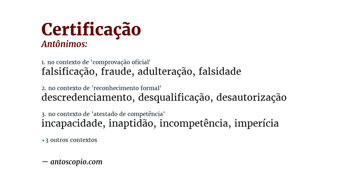 Antônimo de certificação