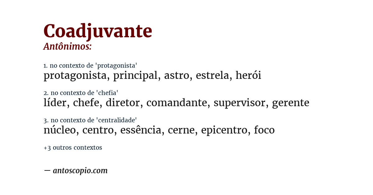 Antônimo de coadjuvante