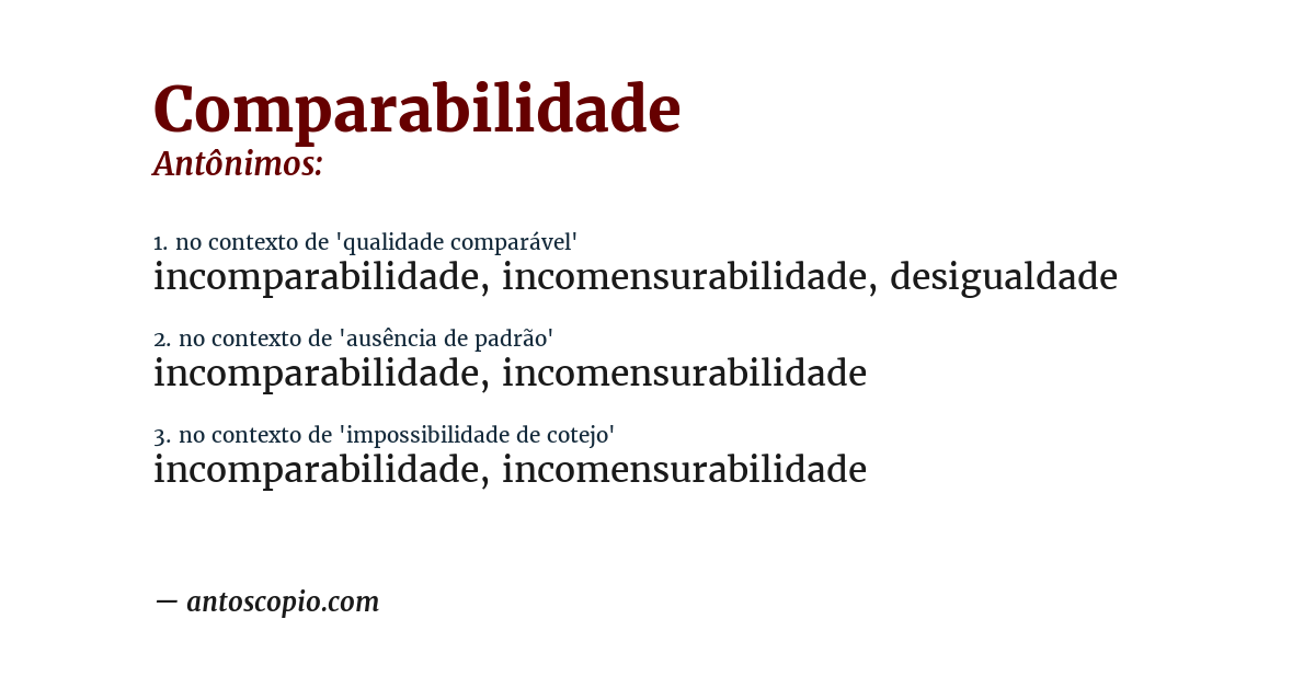Antônimo de comparabilidade