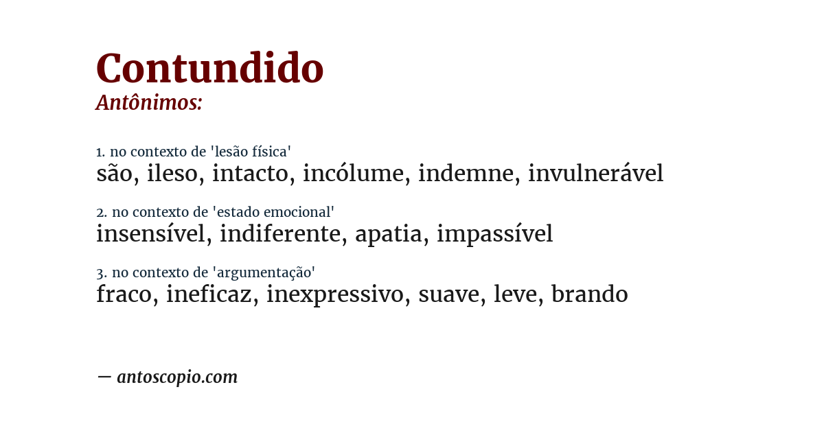 Antônimo de contundido
