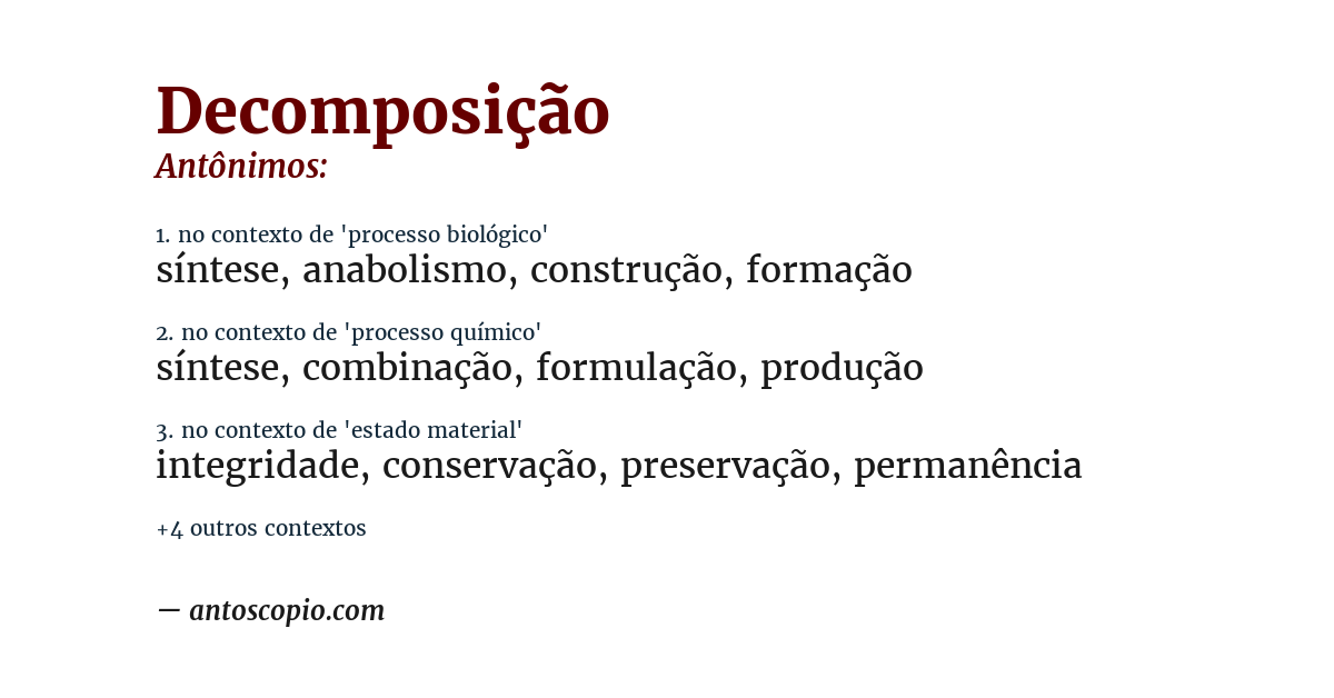 Antônimo de decomposição