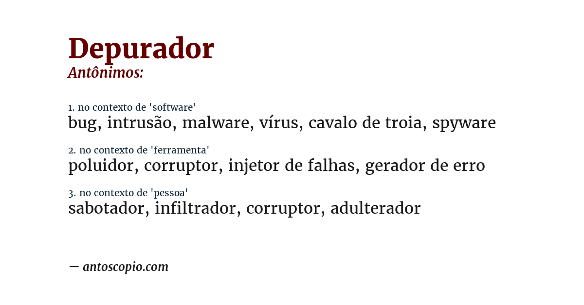 Antônimo de depurador