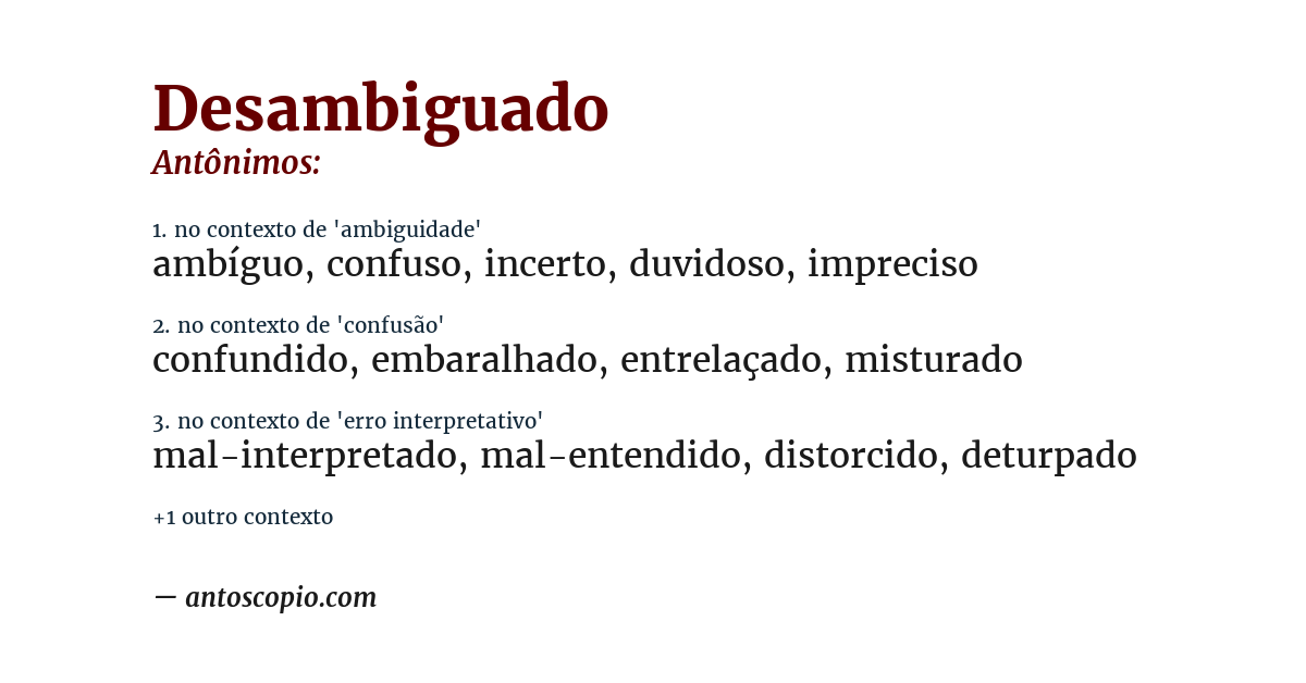 Antônimo de desambiguado