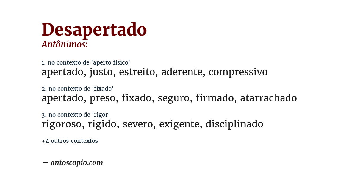 Antônimo de desapertado