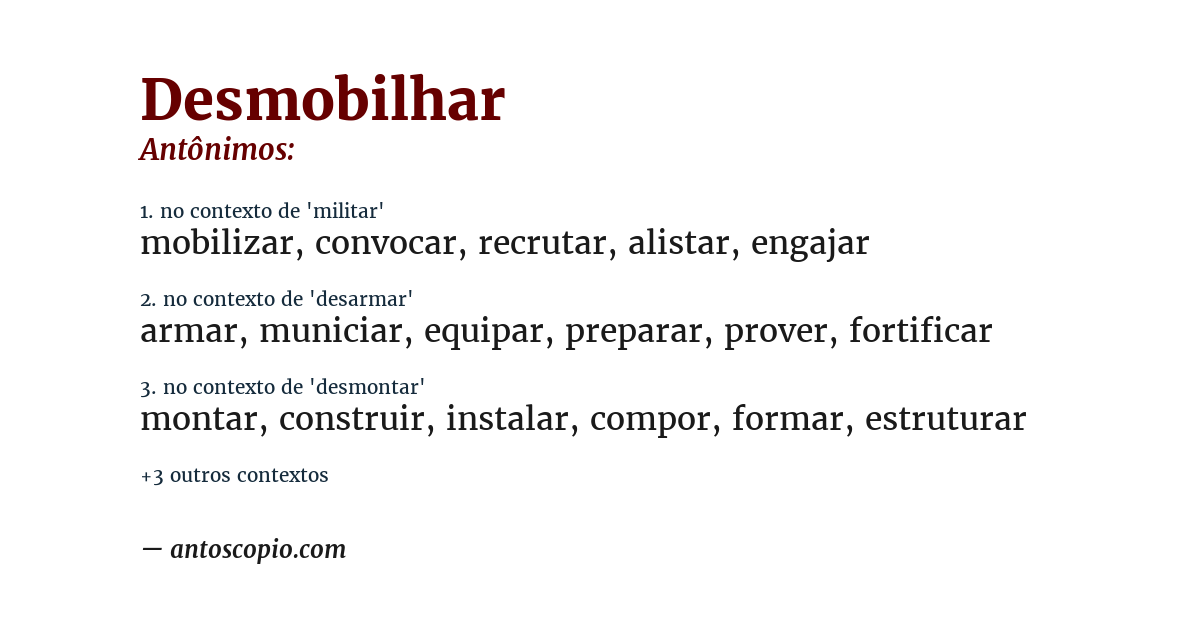 Antônimo de desmobilhar