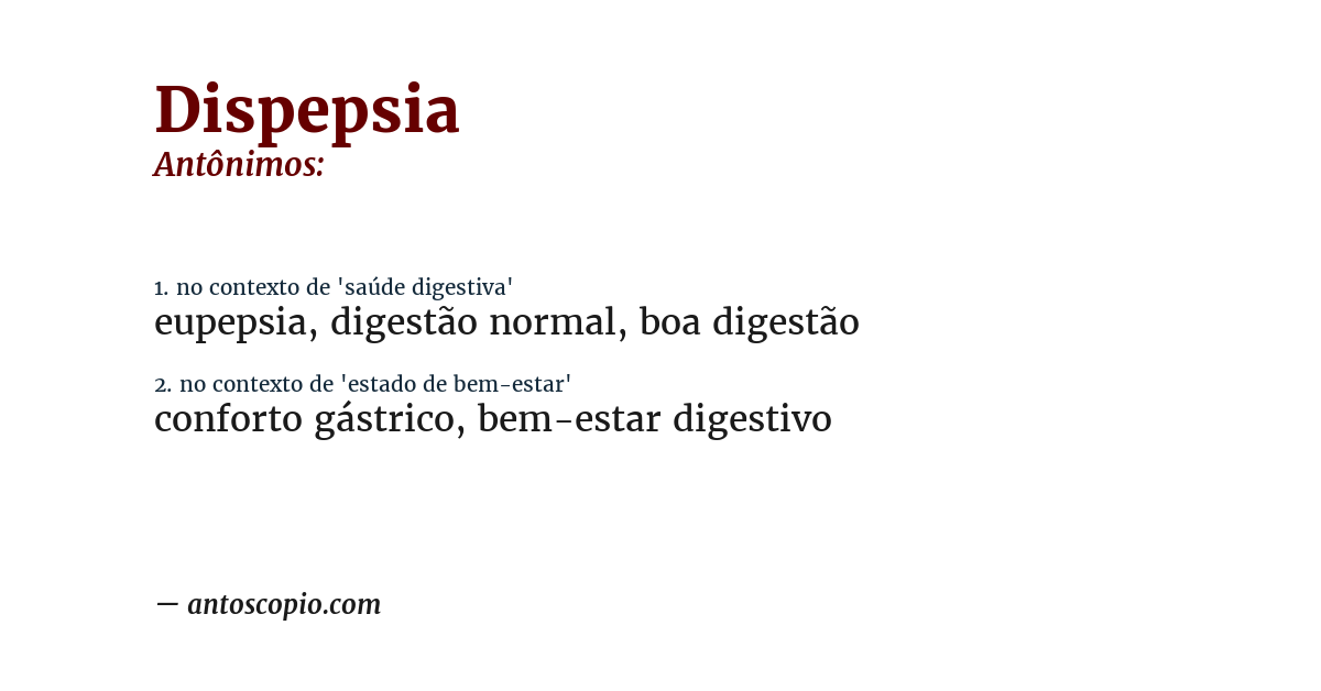 Antônimo de dispepsia