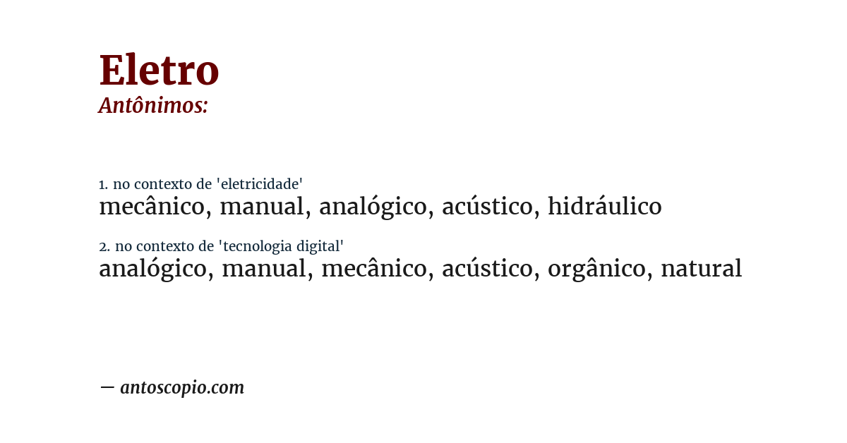 Antônimo de eletro