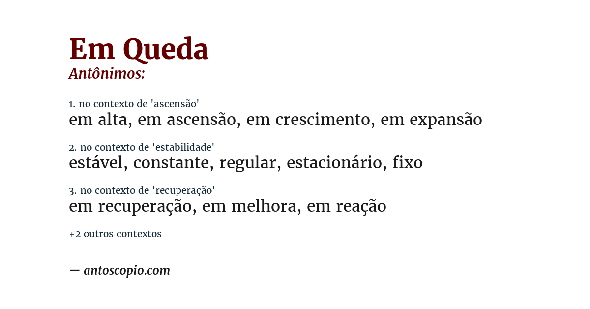 Antônimo de em queda
