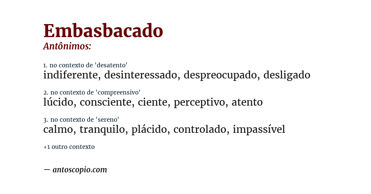 Antônimo de embasbacado