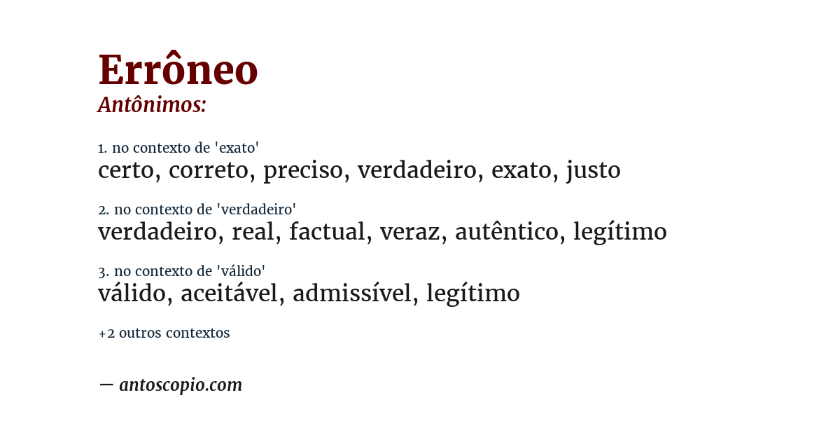 Antônimo de errôneo