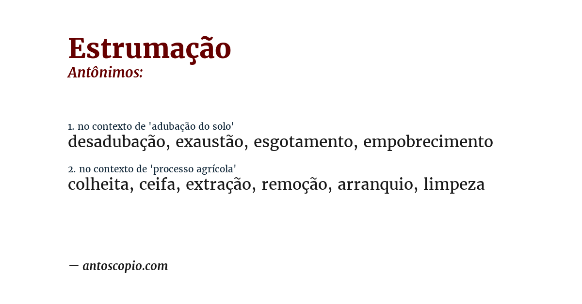 Antônimo de estrumação