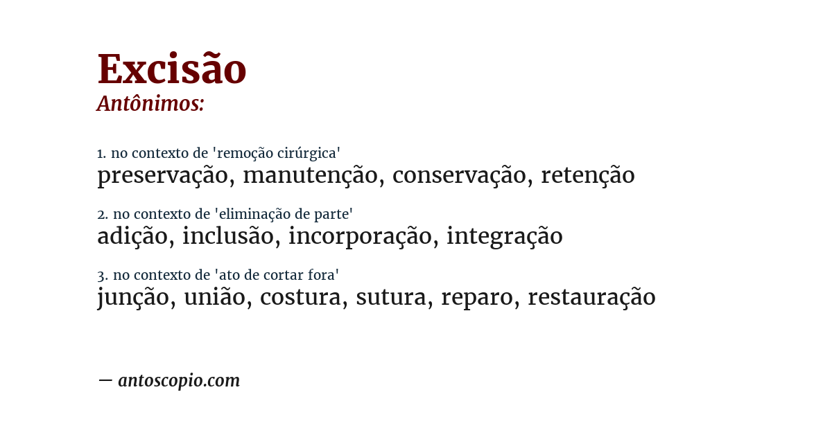 Antônimo de excisão