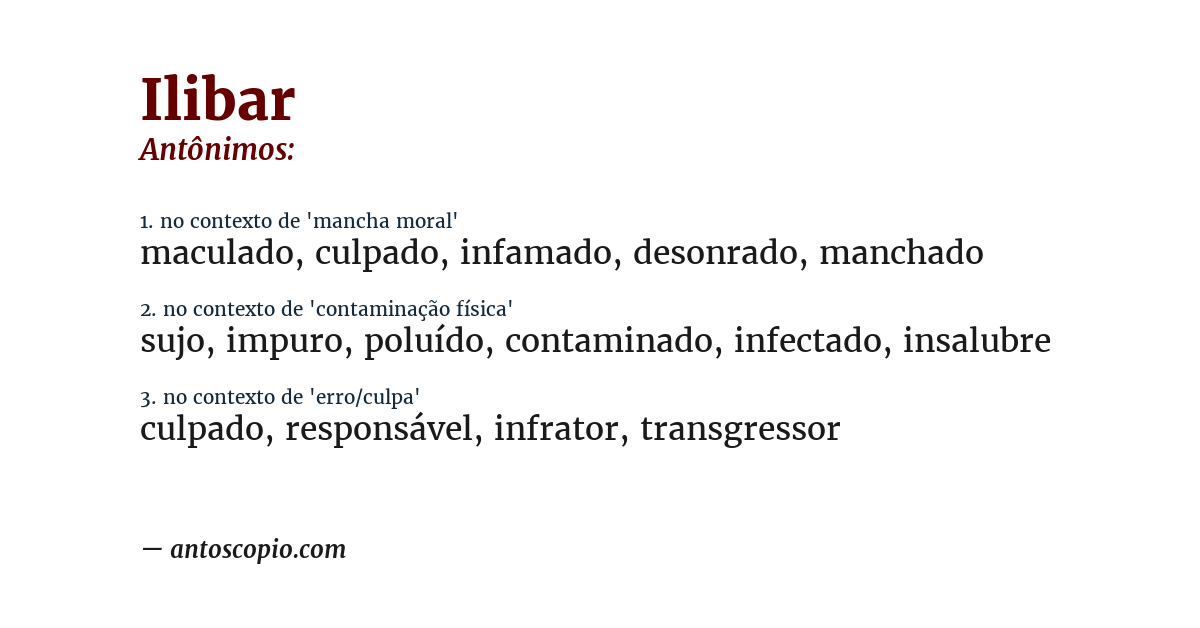 Antônimo de ilibar