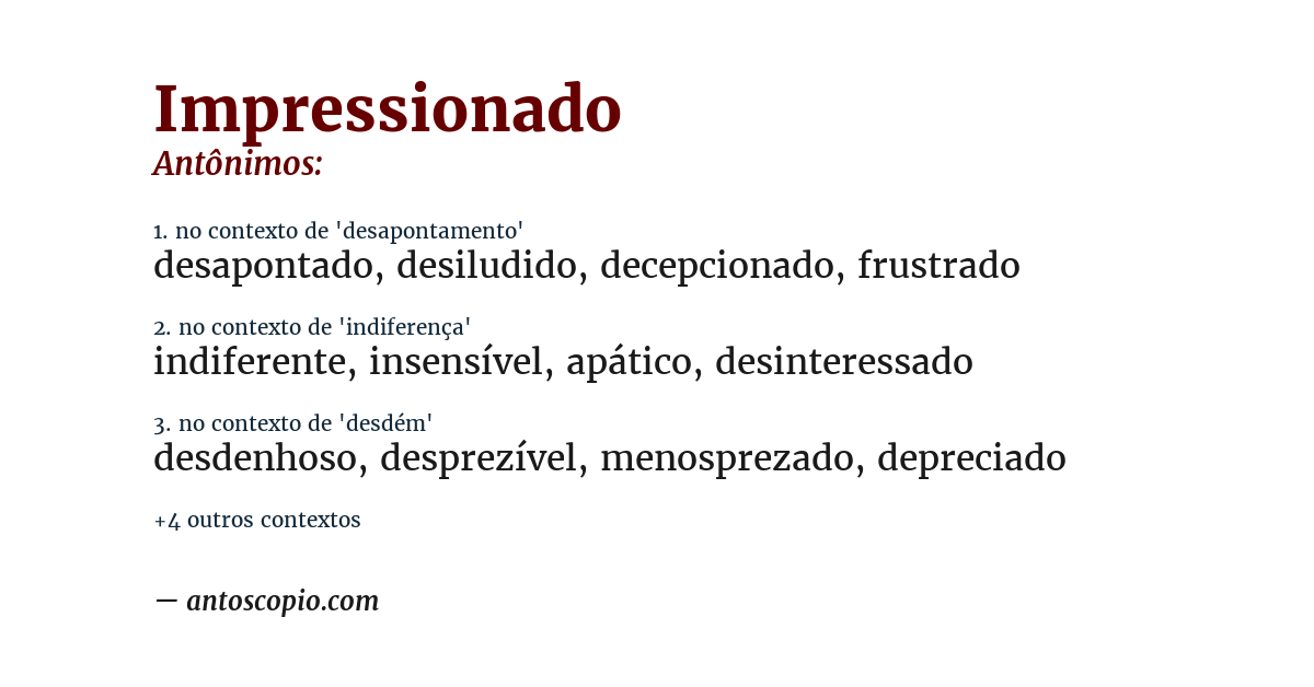 Antônimo de impressionado