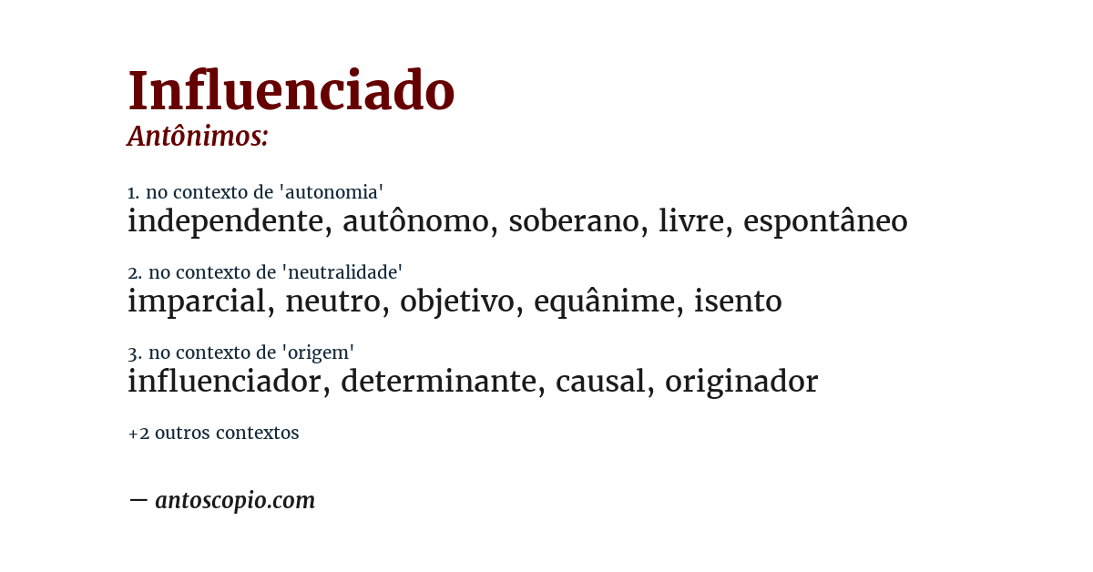 Antônimo de influenciado