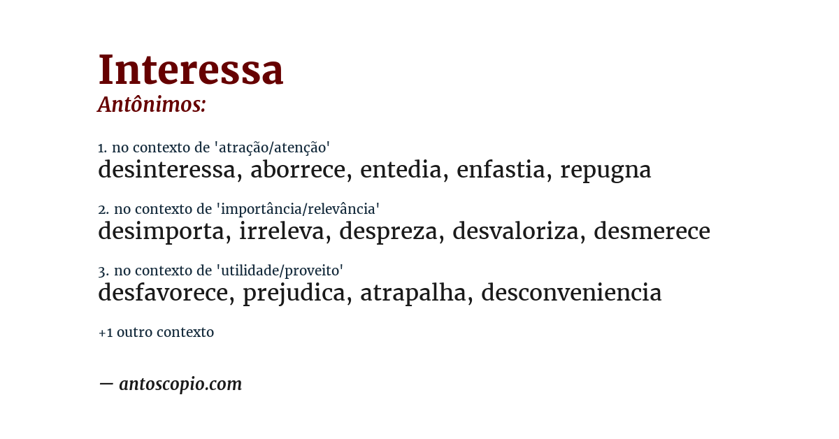 Antônimo de interessa