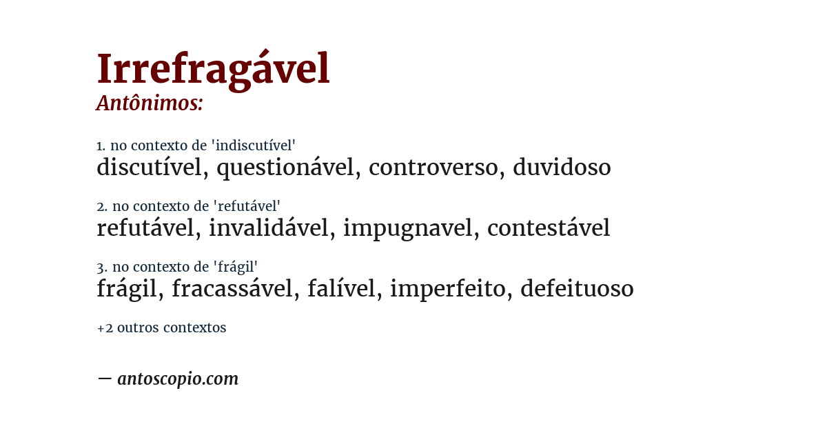 Antônimo de irrefragável