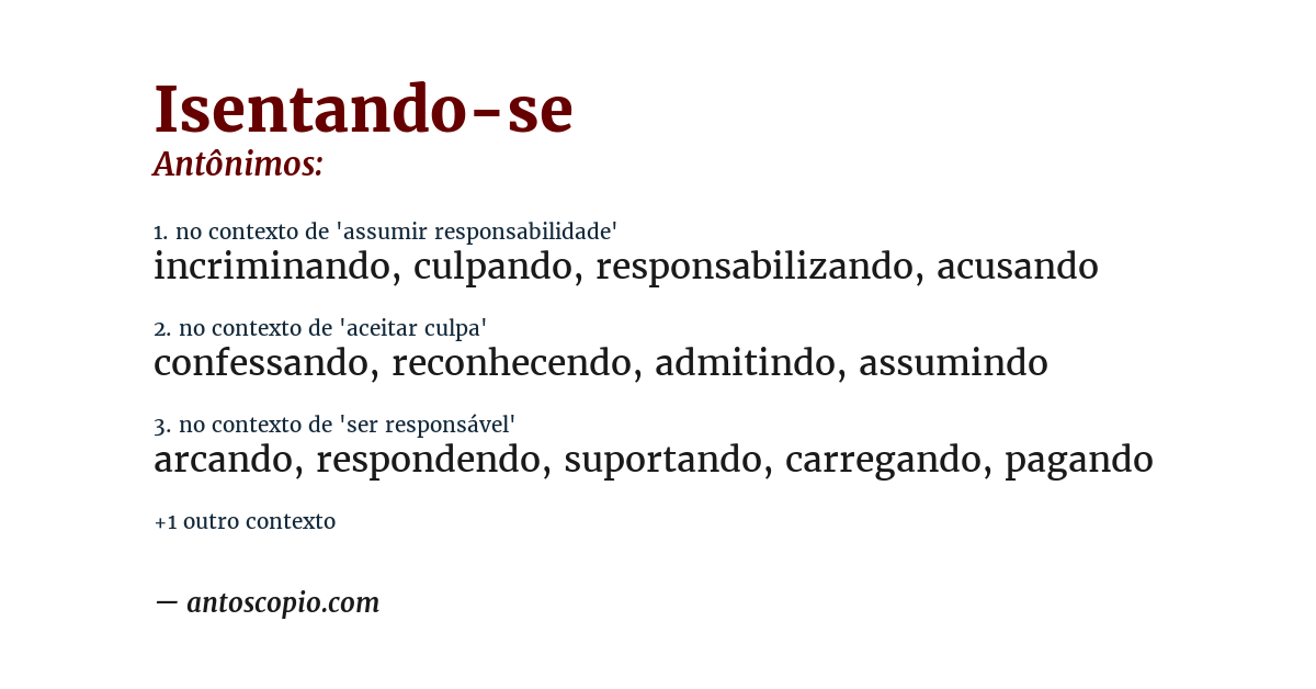 Antônimo de isentando-se