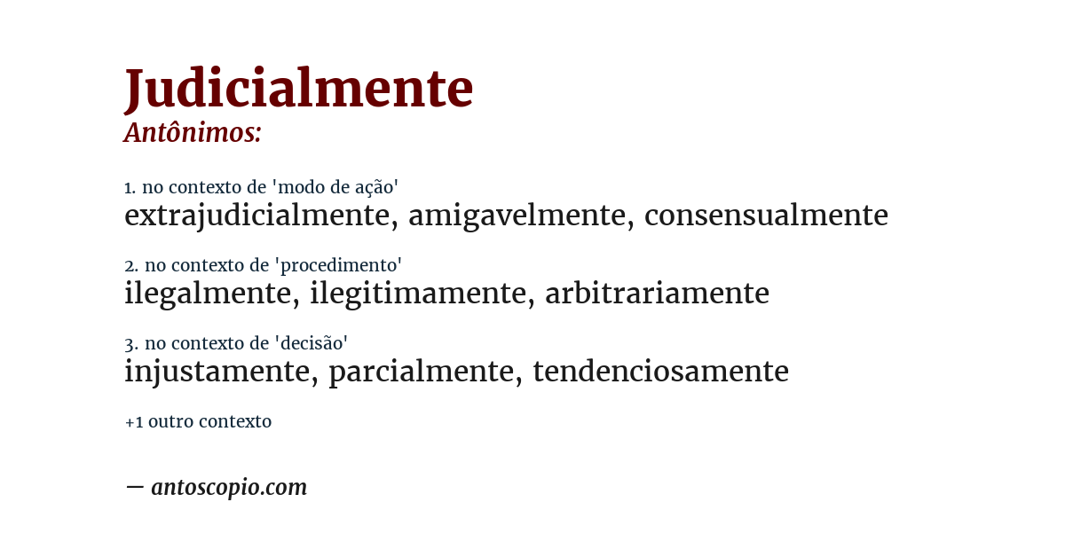 Antônimo de judicialmente
