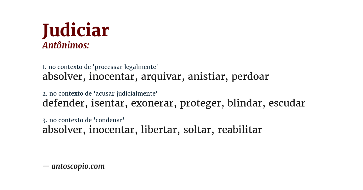 Antônimo de judiciar