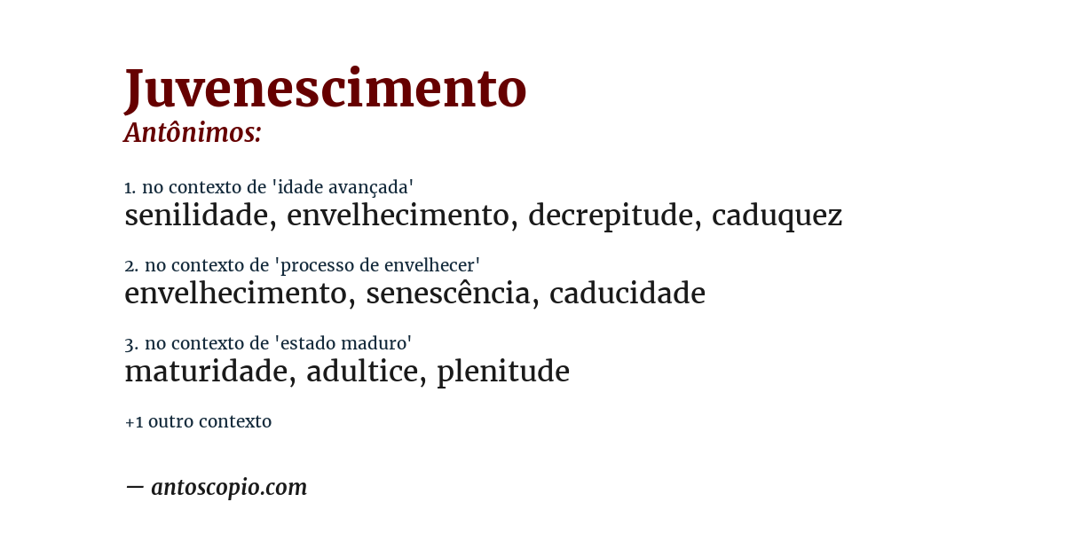 Antônimo de juvenescimento